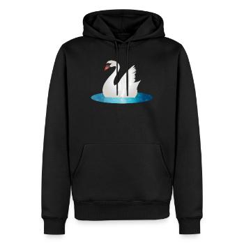 Shimmering swan with raised wings - Men’s Premium Organic Hoodie - black - Front - Nico (187cm)