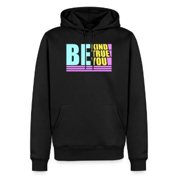 Sois gentil, sois sincère, sois toi-même, un amour de soi inspirant - Sweat à capuche Premium bio Homme - noir - Devant - Nico (187cm)
