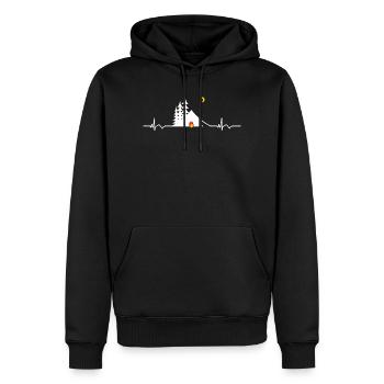 Camping en plein air ECG Pulsation cardiaque - Sweat à capuche Premium bio Homme - noir - Devant - Nico (187cm)