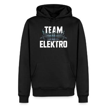 Team Elektro Grillen Strom Outdoor Spaß - Männer Premium Bio Hoodie - Schwarz - Vorne - Nico (187cm)