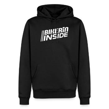 Lettres intérieures Bikerin (couleur changeable) - Sweat à capuche Premium bio Homme - noir - Devant - Nico (187cm)