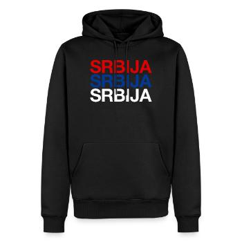 Serbia Serbien - Sweat à capuche Premium bio Homme - noir - Devant - Nico (187cm)