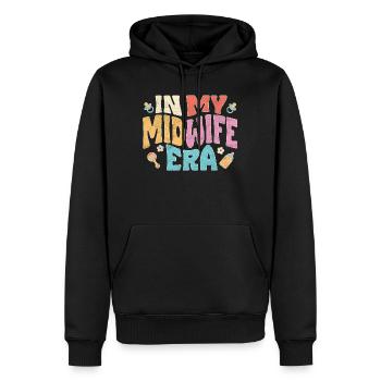 À mon époque de sage-femme - Sweat à capuche Premium bio Homme - noir - Devant - Nico (187cm)