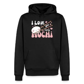 Je t’aime beaucoup mochi kawaii gâteau de riz mochi - Sweat à capuche Premium bio Homme - noir - Devant - Nico (187cm)