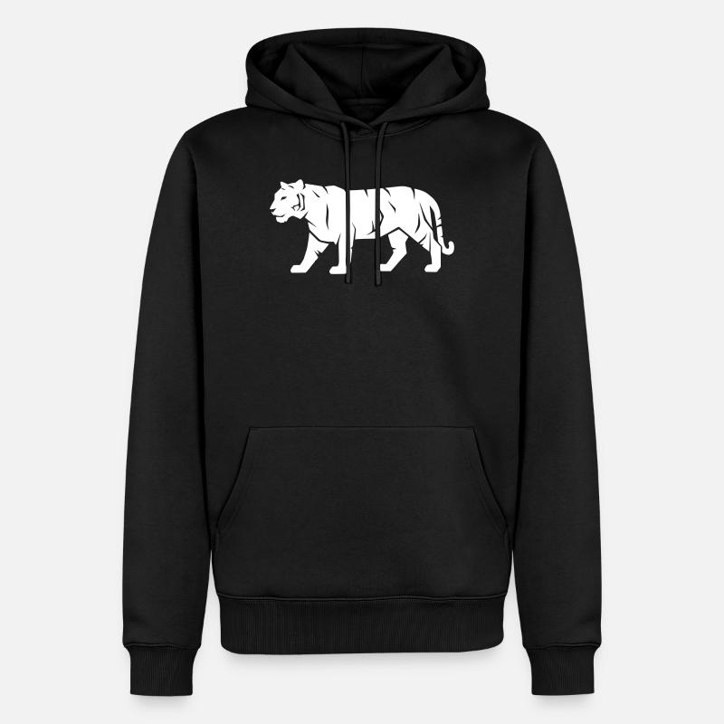 Tiger_Raubkatze_Wild_Tier_Vector_path22 - Männer Premium Bio Hoodie - Schwarz
