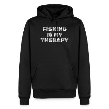 Angler Grunge Design – La pêche est ma thérapie - Sweat à capuche Premium bio Homme - noir - Devant - Nico (187cm)