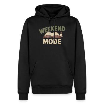 Weekend Mode – Cozy Buch & Kerze - Männer Premium Bio Hoodie - Schwarz - Vorne - Nico (187cm)