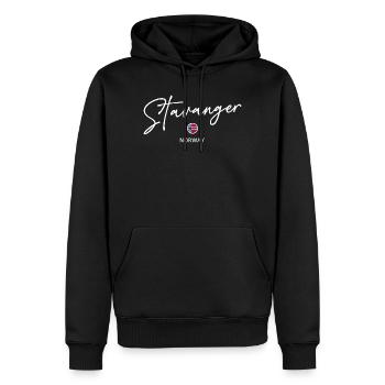 Stavanger - Pavillon norvégien - Norge - Norvège - Lettonie - Sweat à capuche Premium bio Homme - noir - Devant - Nico (187cm)