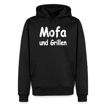 Mobylette - Sweat à capuche Premium bio Homme - noir - Devant - Nico (187cm)