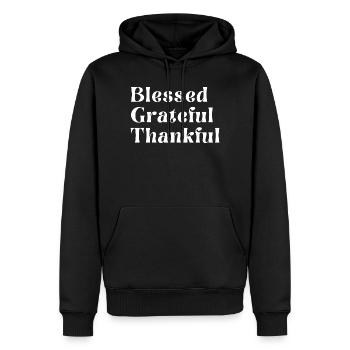 Reconnaissant, reconnaissant, reconnaissant - Sweat à capuche Premium bio Homme - noir - Devant - Nico (187cm)