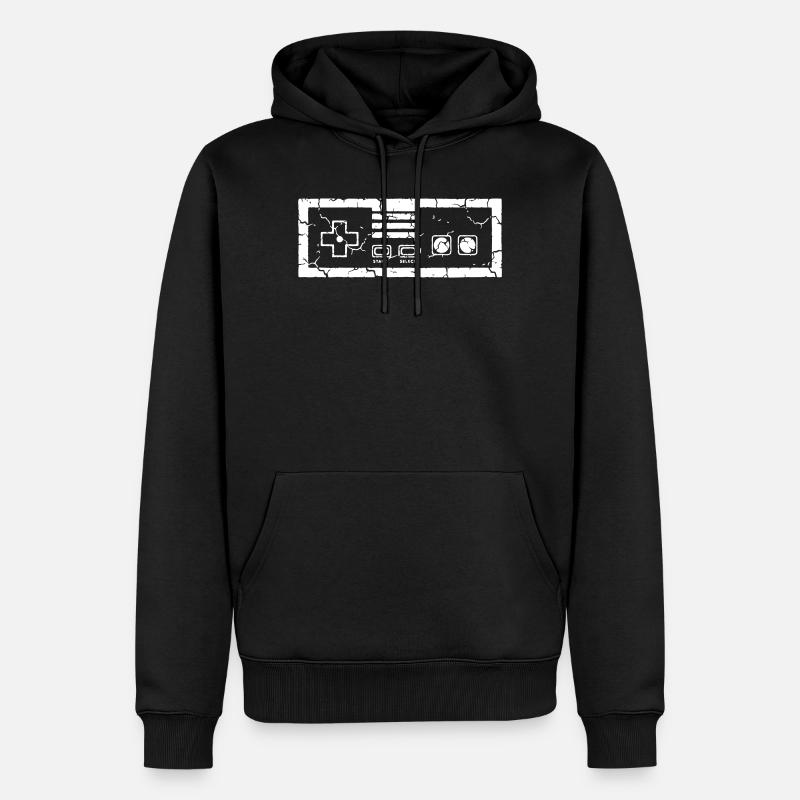 Gaming_retro_Kontroller_Vector_path21 - Sweat à capuche Premium bio Homme - noir