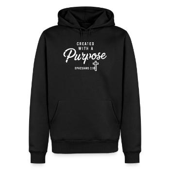 Purposeful Faith Cross-Typografie - Männer Premium Bio Hoodie - Schwarz - Vorne - Nico (187cm)