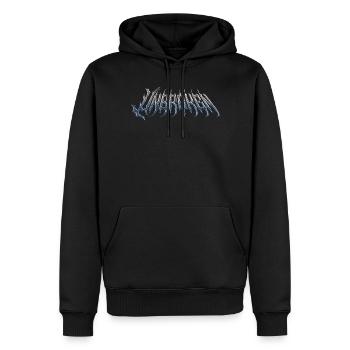 Unbroken - cold metal chrome text - Men’s Premium Organic Hoodie - black - Front - Nico (187cm)