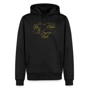 Joyeux Noël Winterlandschaft weihnachtlich - Männer Premium Bio Hoodie - Schwarz - Vorne - Nico (187cm)