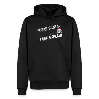 Cher Père Noël, je peux t’expliquer. - Sweat à capuche Premium bio Homme - noir - Devant - Nico (187cm)