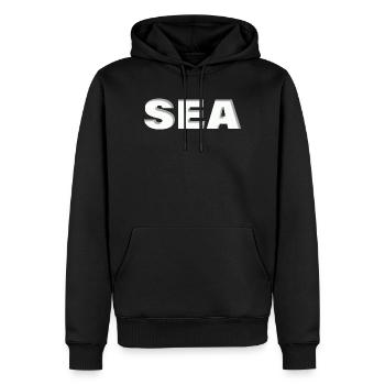SEA - Männer Premium Bio Hoodie - Schwarz - Vorne - Nico (187cm)