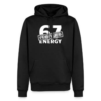 Certified 6 7 Energy Fun 67 Number Six Strainer - Men’s Premium Organic Hoodie - black - Front - Nico (187cm)