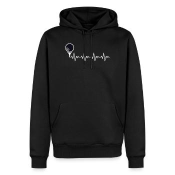Golfeur Golfeur Balle de golf ECG Battement cardiaque Rythme cardiaque - Sweat à capuche Premium bio Homme - noir - Devant - Nico (187cm)