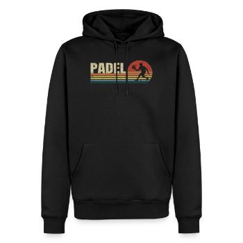 Padel Retro Sunset - Sweat à capuche Premium bio Homme - noir - Devant - Nico (187cm)