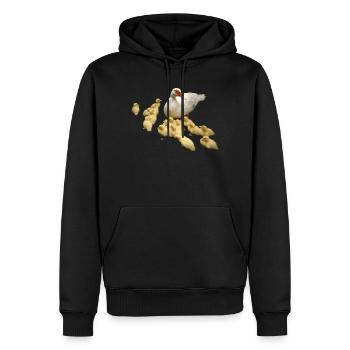 Flying duck with chicks - Men’s Premium Organic Hoodie - black - Front - Nico (187cm)