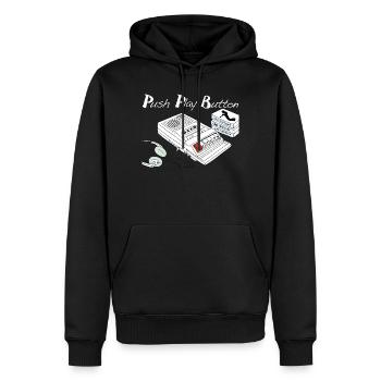 Thème musical vintage - Sweat à capuche Premium bio Homme - noir - Devant - Nico (187cm)