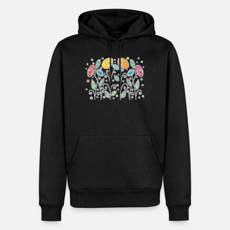 Blumen - Männer Premium Bio Hoodie - Schwarz