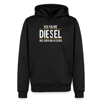 Je conduis du diesel parce que je suis super moi-même - Sweat à capuche Premium bio Homme - noir - Devant - Nico (187cm)