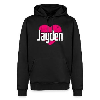 I Love Jayden Pinkes Herz Ich liebe Jayden - Männer Premium Bio Hoodie - Schwarz - Vorne - Nico (187cm)
