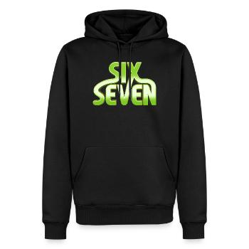 Six Seven 6 7 - 67 - Green Typography Meme Design - Men’s Premium Organic Hoodie - black - Front - Nico (187cm)