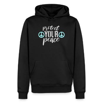 Protégez votre paix Santé mentale Pleine conscience - Sweat à capuche Premium bio Homme - noir - Devant - Nico (187cm)