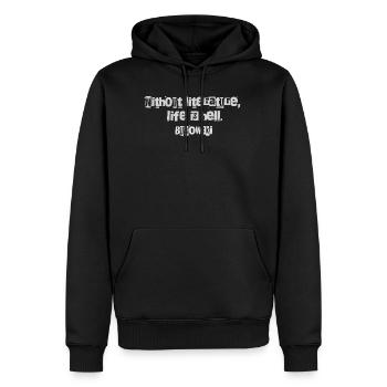 Charles Bukowskis Zitat zur Literatur - Männer Premium Bio Hoodie - Schwarz - Vorne - Nico (187cm)