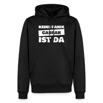 Prénom Caspar - Sweat à capuche Premium bio Homme - noir - Devant - Nico (187cm)