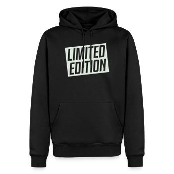Limited Edition Stamp Design - Men’s Premium Organic Hoodie - black - Front - Nico (187cm)