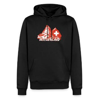 Suisse-Sports d’hiver-Montagnes de ski - Sweat à capuche Premium bio Homme - noir - Devant - Nico (187cm)