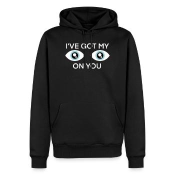 Augen auf dich: Grafik des wachsamen Auges - Männer Premium Bio Hoodie - Schwarz - Vorne - Nico (187cm)