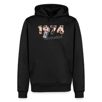 1974 Jahrgang Retro Vintage – Kassette – Cool Olds - Männer Premium Bio Hoodie - Schwarz - Vorne - Nico (187cm)