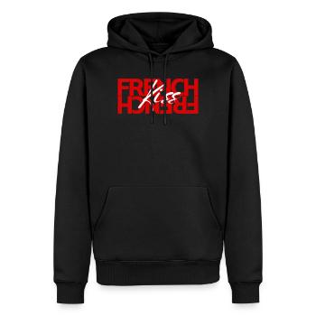 French Kiss - Sweat à capuche Premium bio Homme - noir - Devant - Nico (187cm)