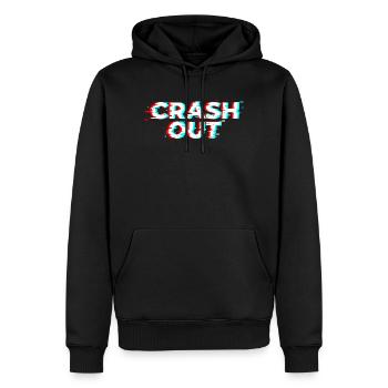 Crash Out – Glitch-Stil weiß-rot-cyan - Männer Premium Bio Hoodie - Schwarz - Vorne - Nico (187cm)