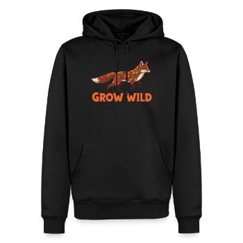 Le patchwork de renard des forêts pousse à l’état sauvage - Sweat à capuche Premium bio Homme - noir - Devant - Nico (187cm)