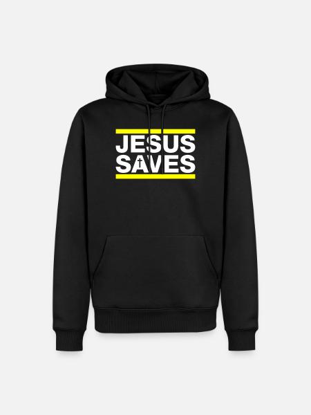 Jesus saves Christian saying - Men’s Premium Organic Hoodie - black