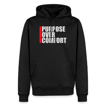 Purpose Over Comfort Motivation Mindset Wachstum - Männer Premium Bio Hoodie - Schwarz - Vorne - Nico (187cm)