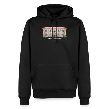 Los Angeles, Hand Drawing Cahuenga Library, - Men’s Premium Organic Hoodie - black - Front - Nico (187cm)