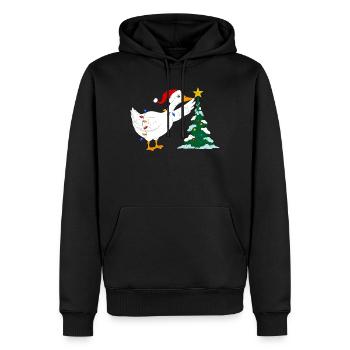 Gans und Weihnachtsbaum - Männer Premium Bio Hoodie - Schwarz - Vorne - Nico (187cm)