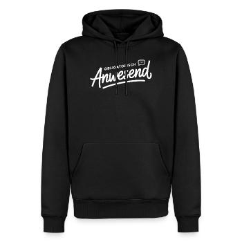 Obligatorisch Anwesend Faultier Telco Meeting Büro - Männer Premium Bio Hoodie - Schwarz - Vorne - Nico (187cm)