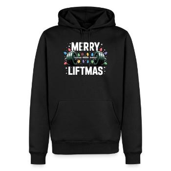Christmas Weightlifting Barbell Merry Liftmas - Men’s Premium Organic Hoodie - black - Front - Nico (187cm)