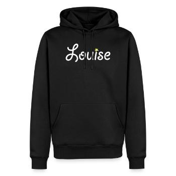Louise - Männer Premium Bio Hoodie - Schwarz - Vorne - Nico (187cm)