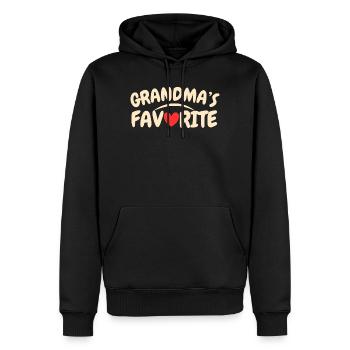 Omas Lieblings-Retro-Typografie, Heart Fun - Männer Premium Bio Hoodie - Schwarz - Vorne - Nico (187cm)