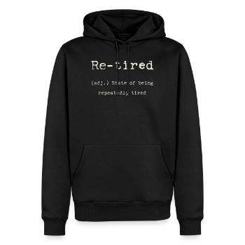 Re-tired – Zustand ständiger Müdigkeit - Männer Premium Bio Hoodie - Schwarz - Vorne - Nico (187cm)