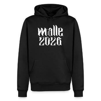 Malle 2026 - Sweat à capuche Premium bio Homme - noir - Devant - Nico (187cm)