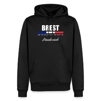 Brest - Männer Premium Bio Hoodie - Schwarz - Vorne - Nico (187cm)
